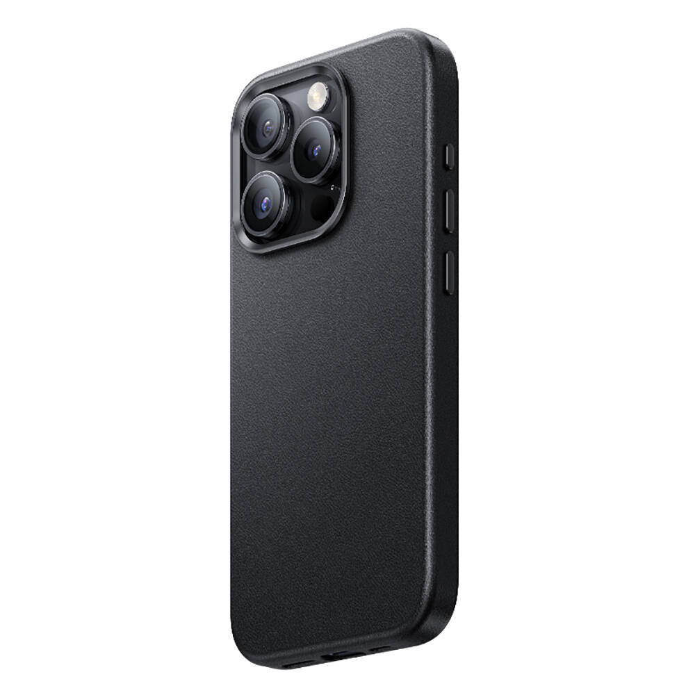 Apple iPhone 15 Pro Kılıf M-safe Şarj Özellikli Benks Vintage Leather Kapak Gri