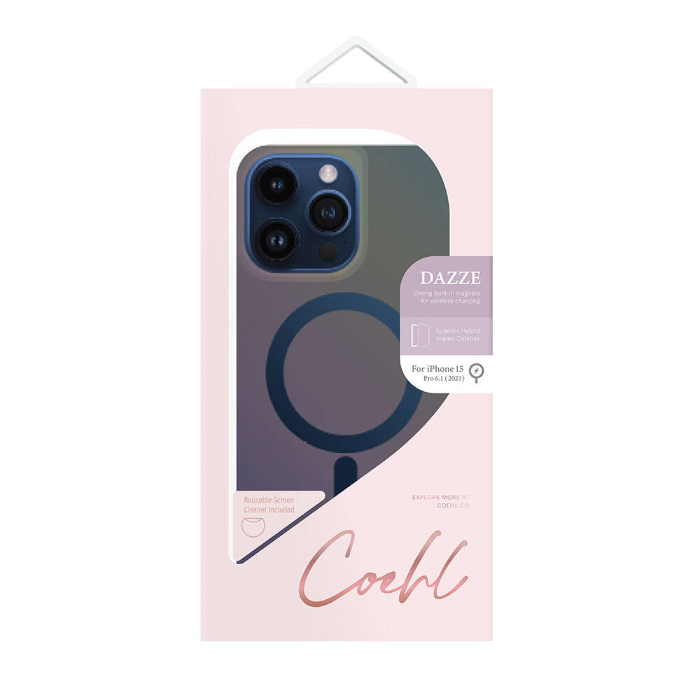 Apple iPhone 15 Pro Kılıf M-safe Şarj Özellikli Mistik Mor Renkli Coehl Dazze Kapak Mavi
