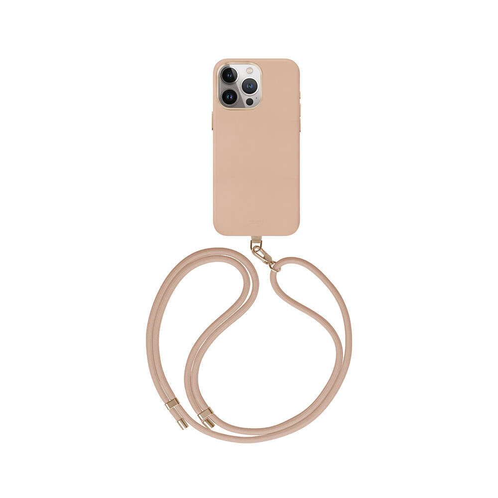 Apple iPhone 15 Pro Kılıf M-safe Şarj Özellikli Soft Arka Yüzey Askı İpli Coehl Muse Kapak Rose Gold