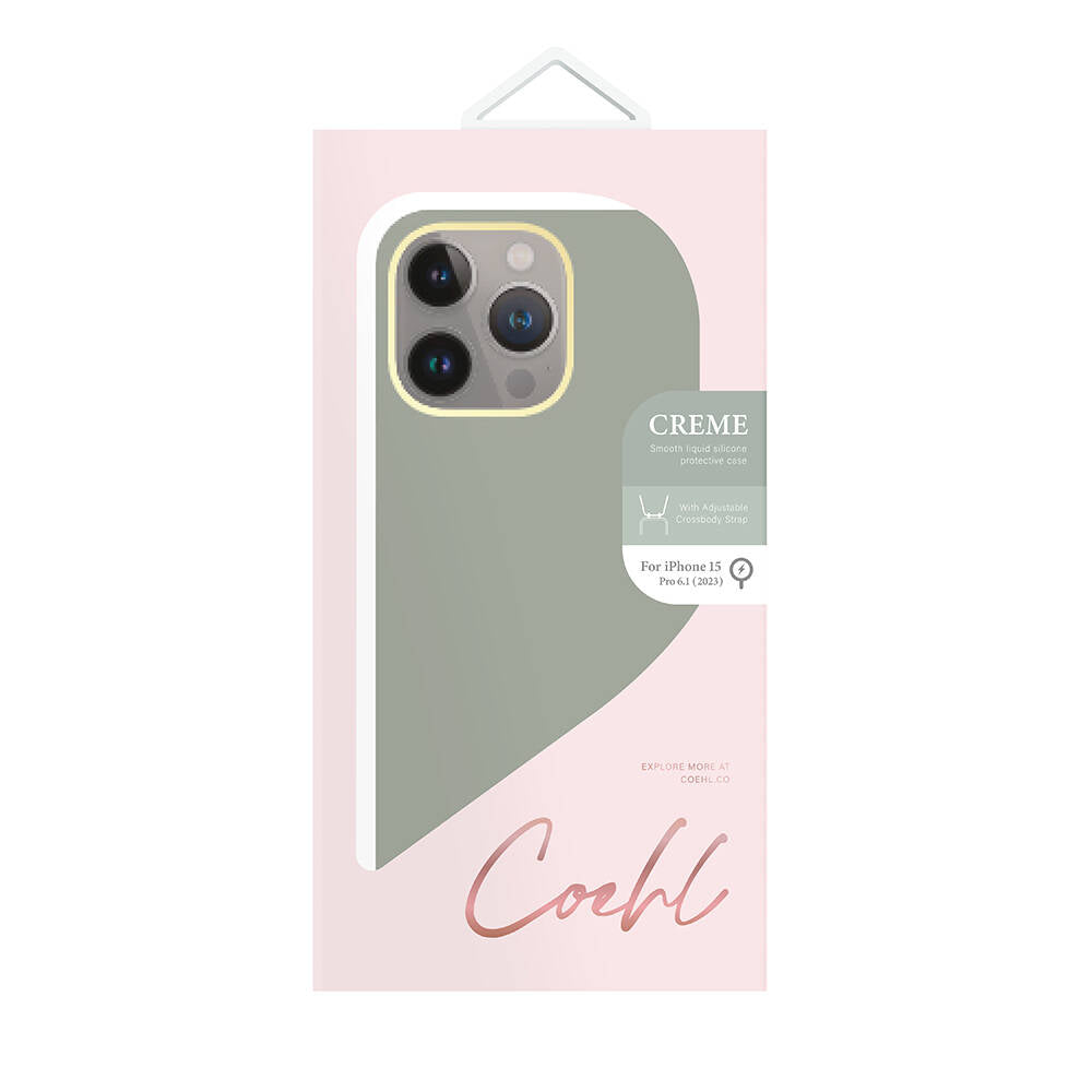 Apple iPhone 15 Pro Kılıf M-safe Şarj Özellikli Soft Pürüzsüz Yüzey Askı İpli Coehl Creme Kapak Krem