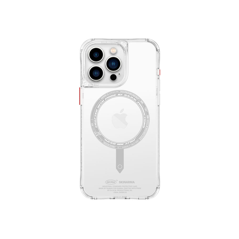 Apple iPhone 15 Pro Kılıf SkinArma Şeffaf Airbag Tasarımlı M-safe Şarj Özellikli Saido Kapak Siyah