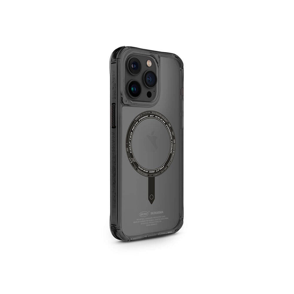 Apple iPhone 15 Pro Kılıf SkinArma Şeffaf M-safe Şarj Özellikli Kado Kartlıklı Saido Kapak Siyah