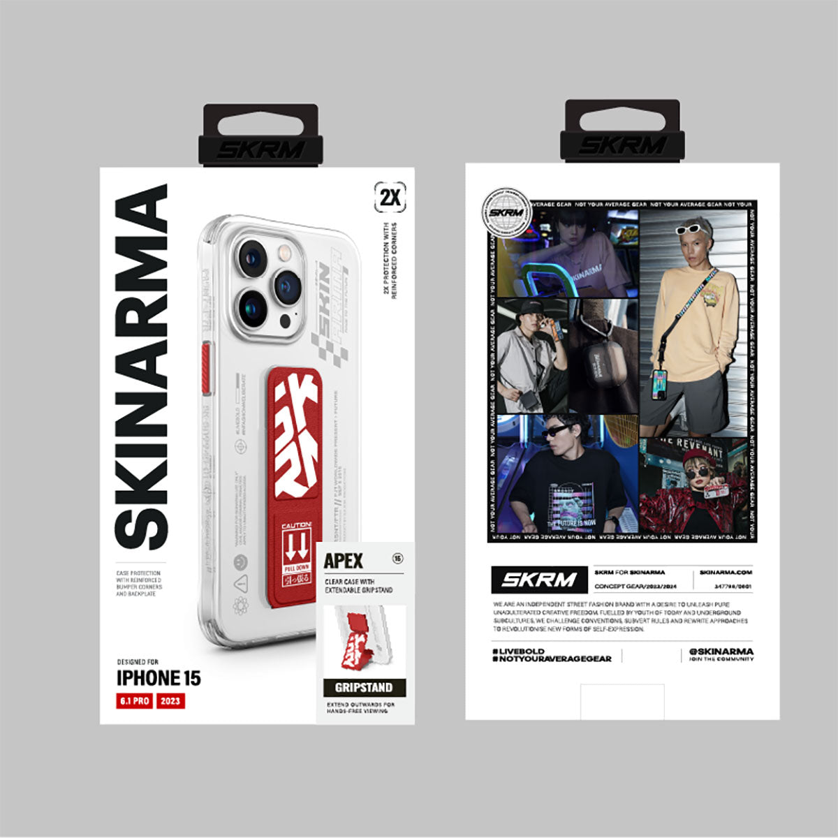 Apple iPhone 15 Pro Kılıf SkinArma Standlı Şeffaf Tasarımlı Apex Kapak Siyah