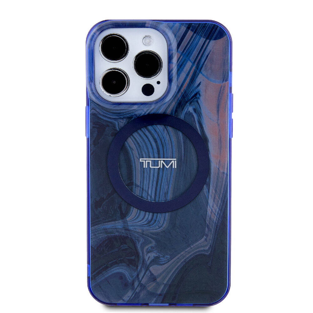 Apple iPhone 15 Pro Kılıf TUMI Orjinal Lisanslı M-safe Şarj Özellikli PC TPU Çift Katmanlı Sıvı Baskılı Kapak Lacivert