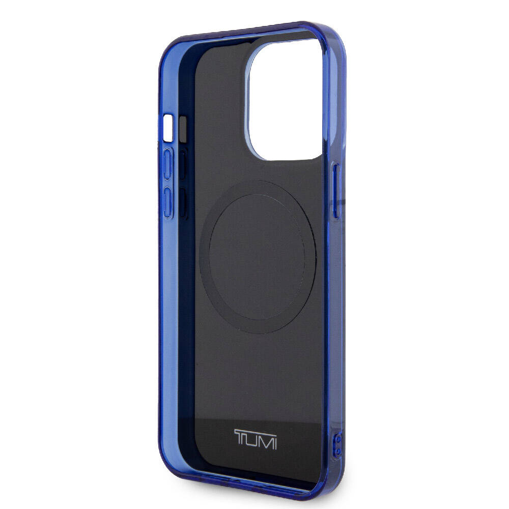 Apple iPhone 15 Pro Kılıf TUMI Orjinal Lisanslı M-safe Şarj Özellikli PC TPU Çift Katmanlı Sıvı Baskılı Kapak Lacivert