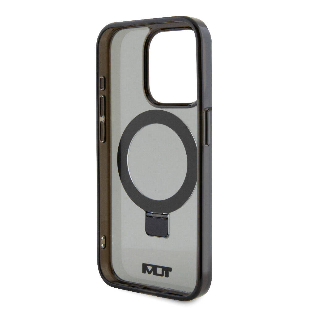 Apple iPhone 15 Pro Kılıf TUMI Orjinal Lisanslı M-safe Şarj Özellikli PC TPU Metal Logolu Ring Standlı Kapak Siyah
