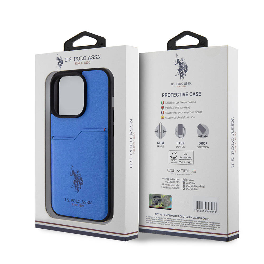 Apple iPhone 15 Pro Kılıf U.S. Polo Assn. Orjinal Lisanslı Baskı Logolu PU Kartlıklı Kapak Siyah