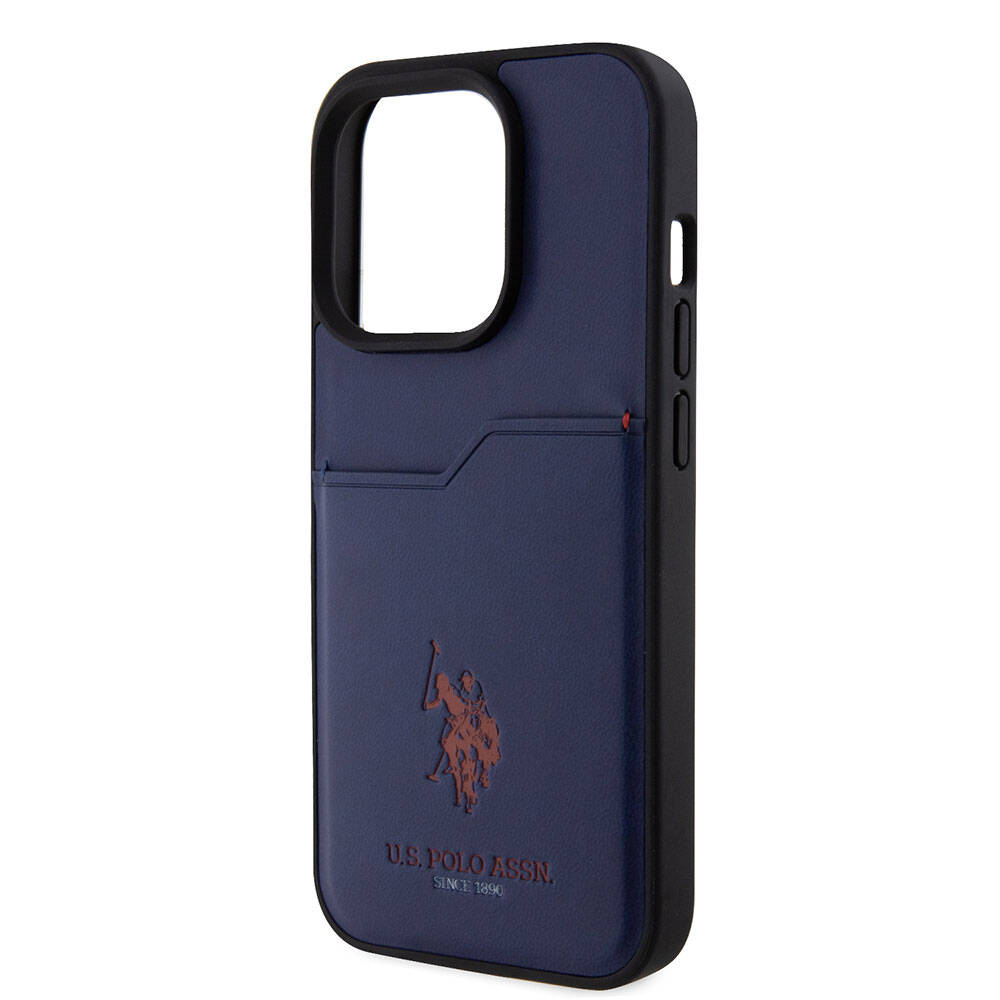 Apple iPhone 15 Pro Kılıf U.S. Polo Assn. Orjinal Lisanslı Baskı Logolu PU Kartlıklı Kapak Siyah