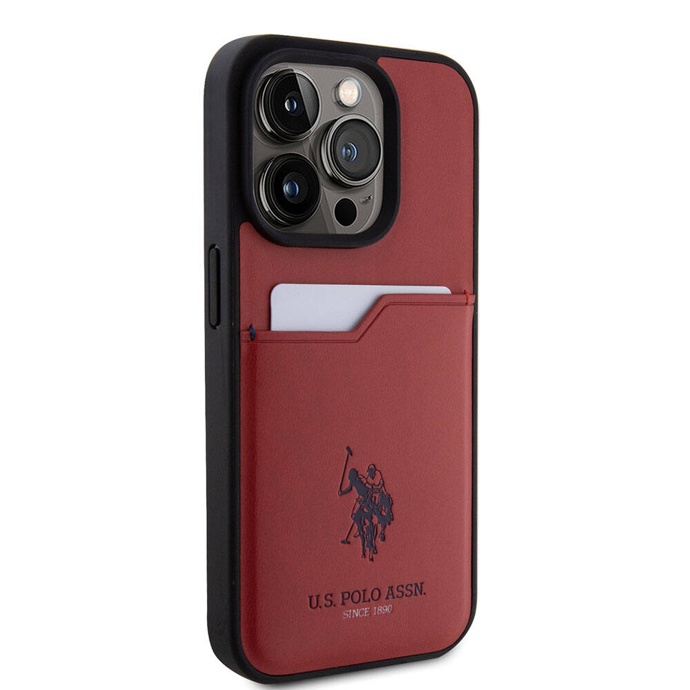 Apple iPhone 15 Pro Kılıf U.S. Polo Assn. Orjinal Lisanslı Baskı Logolu PU Kartlıklı Kapak Siyah