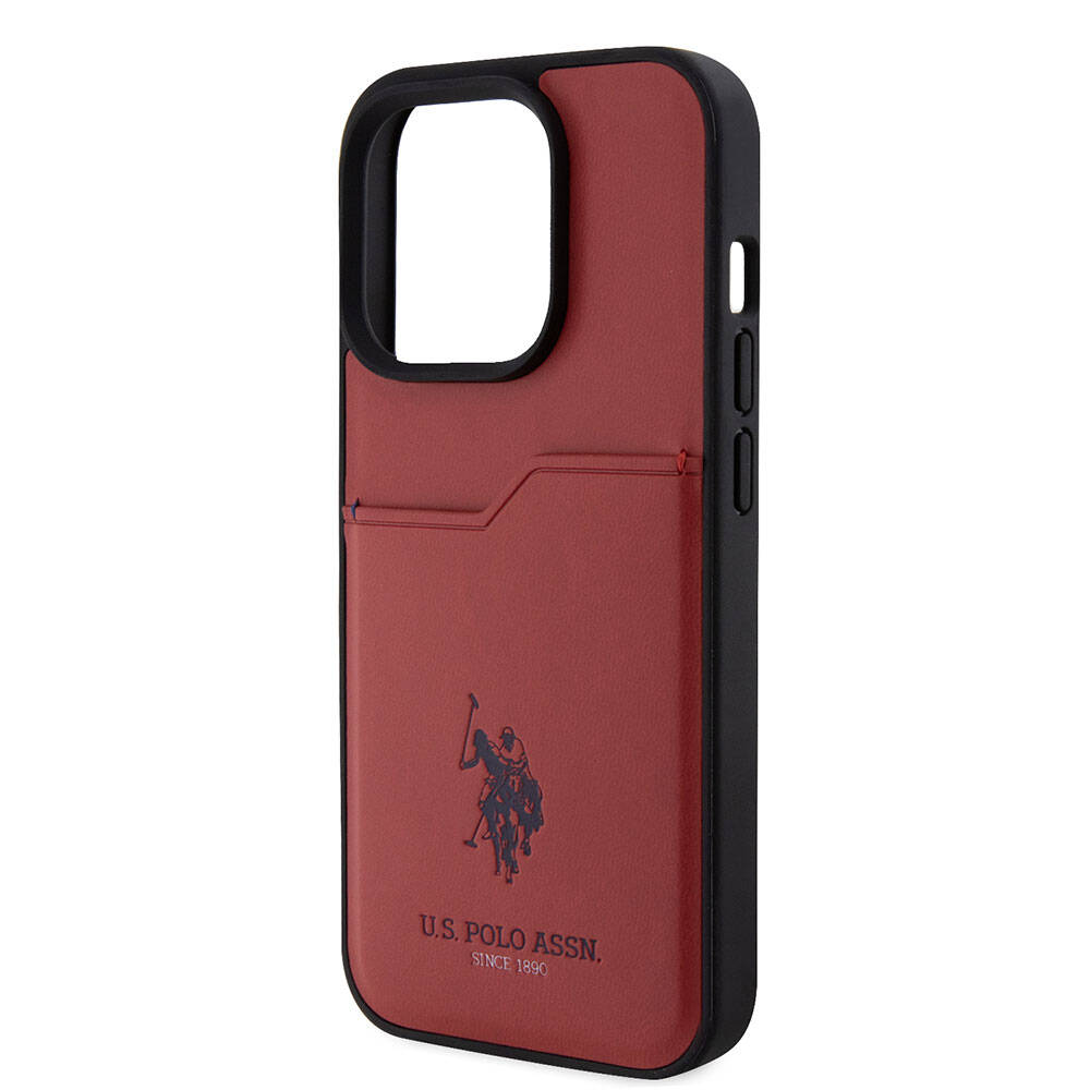 Apple iPhone 15 Pro Kılıf U.S. Polo Assn. Orjinal Lisanslı Baskı Logolu PU Kartlıklı Kapak Siyah