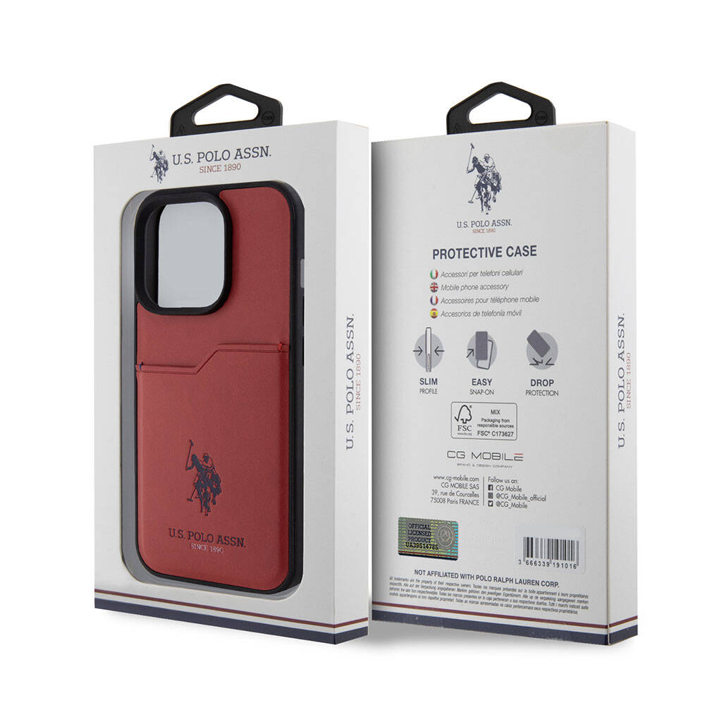 Apple iPhone 15 Pro Kılıf U.S. Polo Assn. Orjinal Lisanslı Baskı Logolu PU Kartlıklı Kapak Siyah