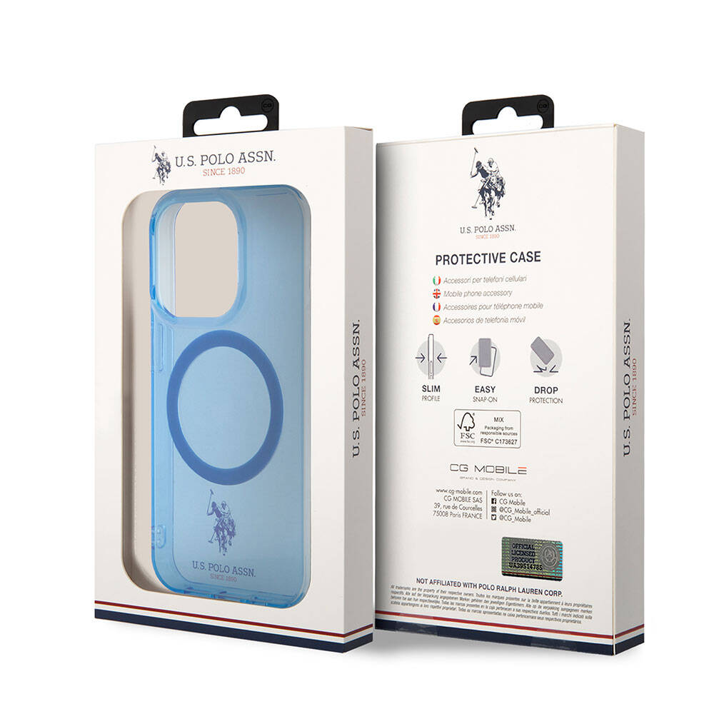 Apple iPhone 15 Pro Kılıf U.S. Polo Assn. Orjinal Lisanslı M-safe Şarj Özellikli Transparan Tasarım Kapak Mor
