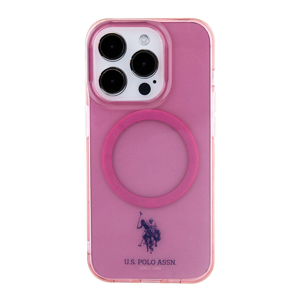 Apple iPhone 15 Pro Kılıf U.S. Polo Assn. Orjinal Lisanslı M-safe Şarj Özellikli Transparan Tasarım Kapak Mor
