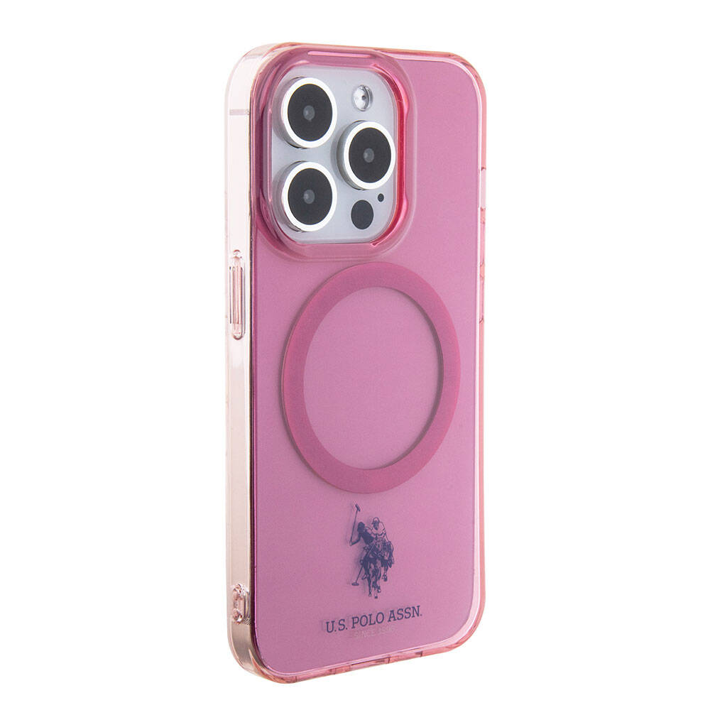 Apple iPhone 15 Pro Kılıf U.S. Polo Assn. Orjinal Lisanslı M-safe Şarj Özellikli Transparan Tasarım Kapak Mor