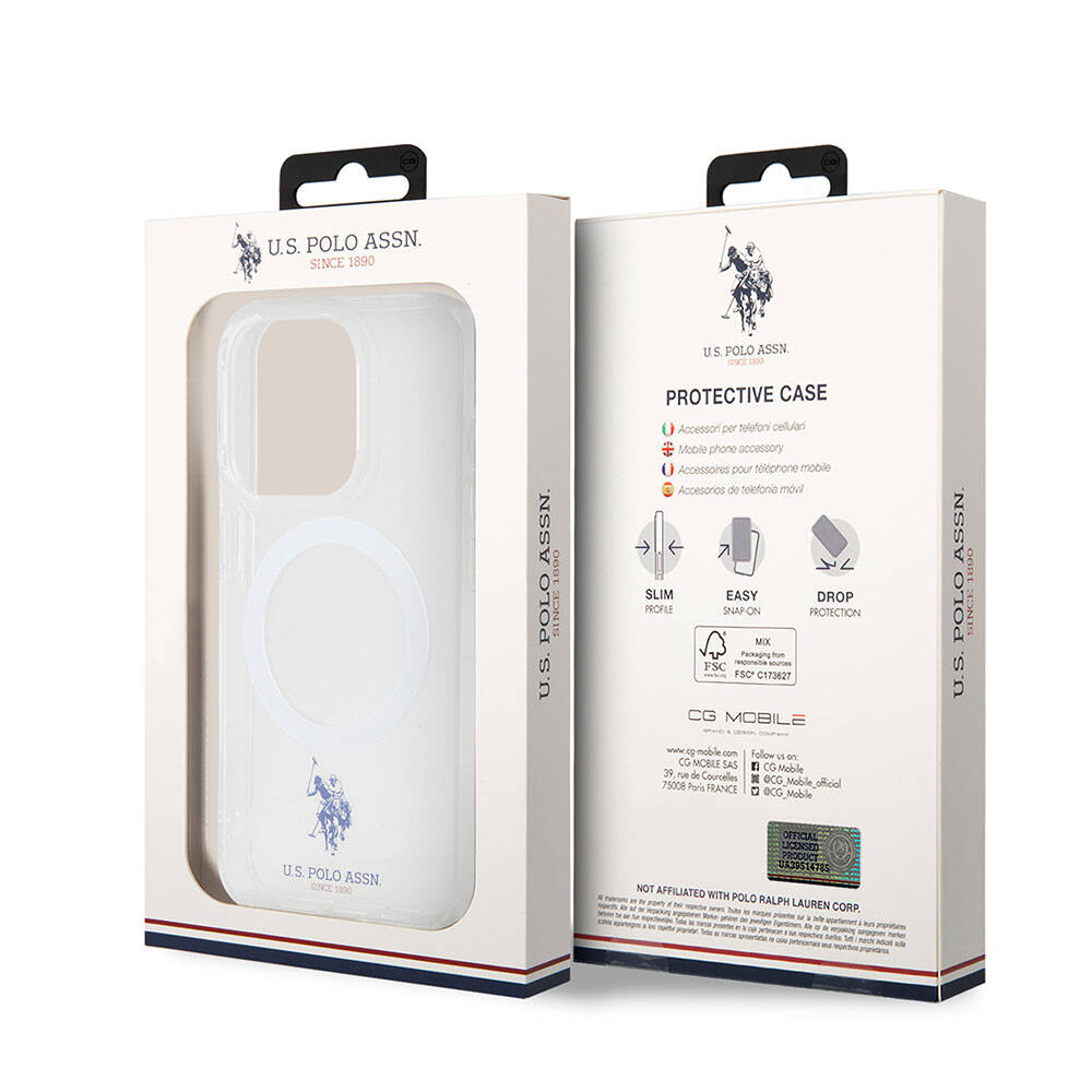 Apple iPhone 15 Pro Kılıf U.S. Polo Assn. Orjinal Lisanslı M-safe Şarj Özellikli Transparan Tasarım Kapak Mor