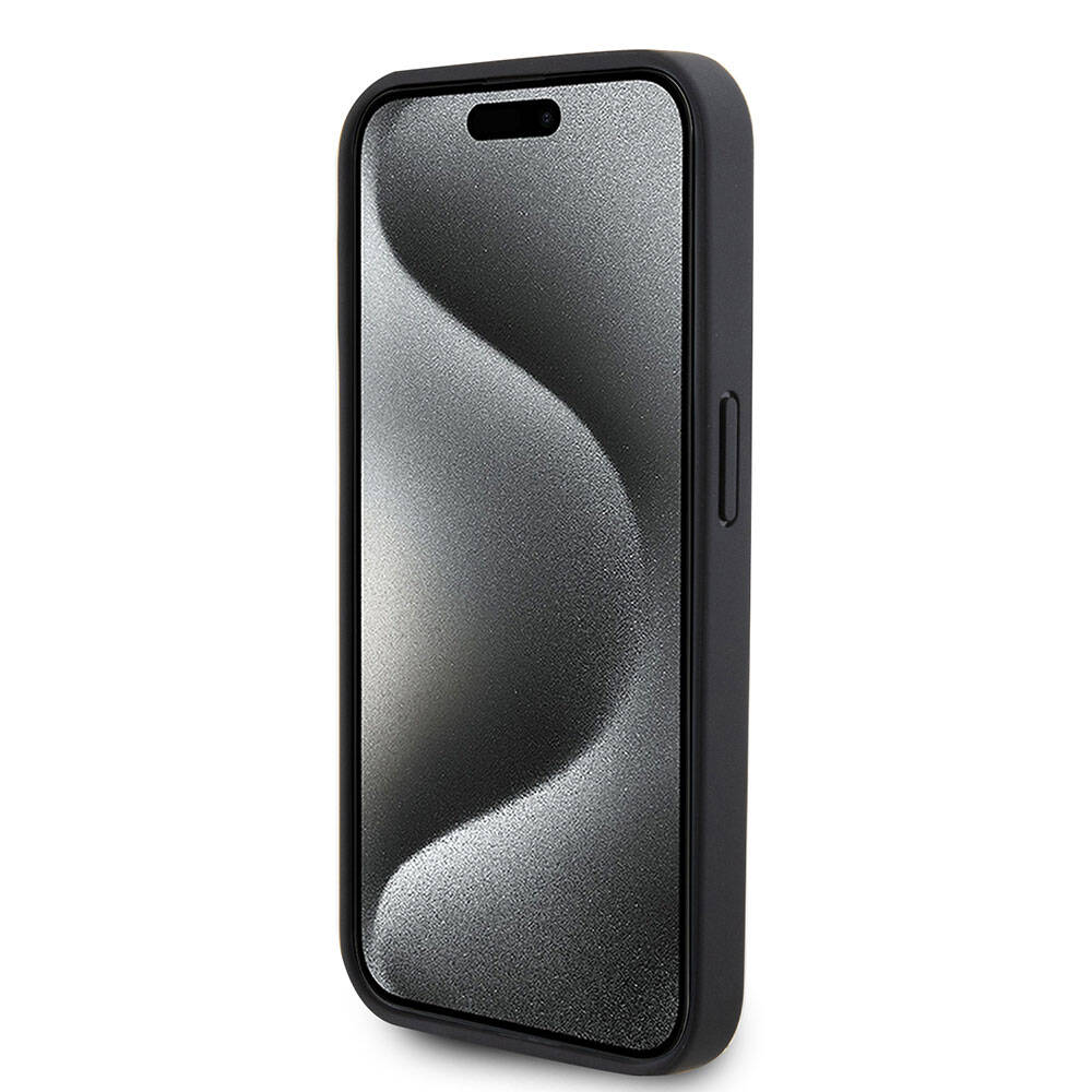 Apple iPhone 15 Pro Kılıf U.S. Polo Assn. Orjinal Lisanslı Suni Deri Arka Yüzey Baskı Logolu Örgü Desenli Kapak Lacivert