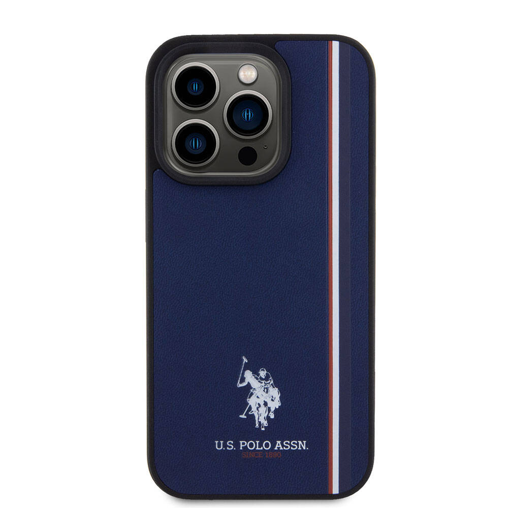 Apple iPhone 15 Pro Kılıf U.S. Polo Assn. Orjinal Lisanslı Üç Renk Şerit Tasarımlı Baskı Logolu Kapak Beyaz