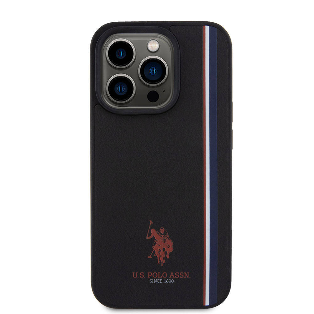 Apple iPhone 15 Pro Kılıf U.S. Polo Assn. Orjinal Lisanslı Üç Renk Şerit Tasarımlı Baskı Logolu Kapak Beyaz