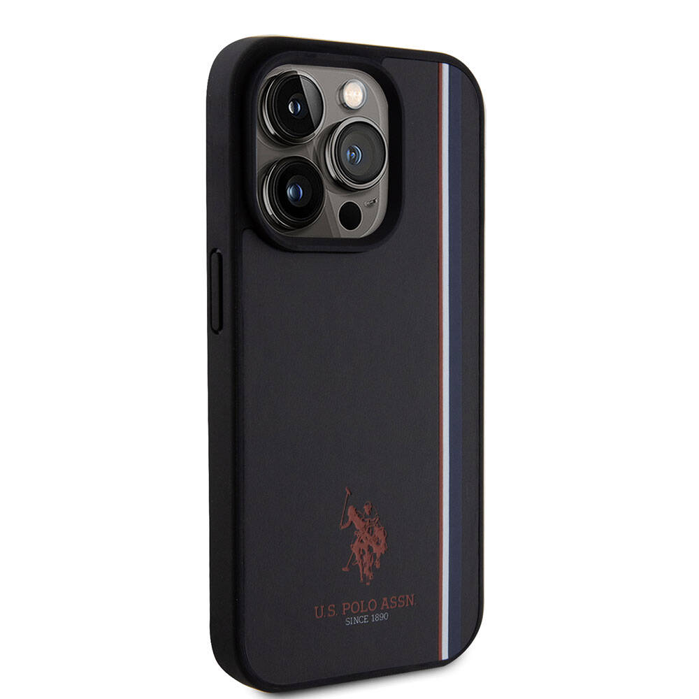 Apple iPhone 15 Pro Kılıf U.S. Polo Assn. Orjinal Lisanslı Üç Renk Şerit Tasarımlı Baskı Logolu Kapak Beyaz