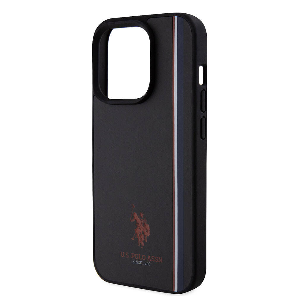 Apple iPhone 15 Pro Kılıf U.S. Polo Assn. Orjinal Lisanslı Üç Renk Şerit Tasarımlı Baskı Logolu Kapak Beyaz