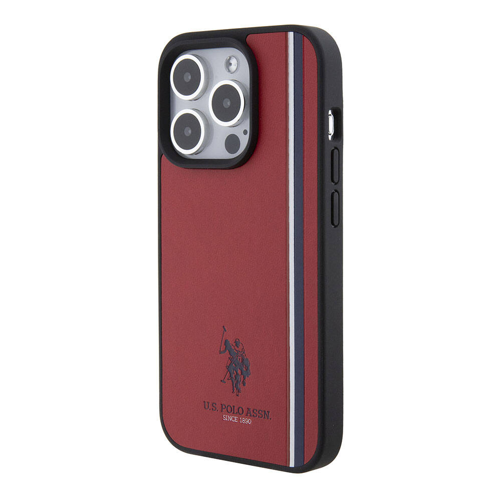 Apple iPhone 15 Pro Kılıf U.S. Polo Assn. Orjinal Lisanslı Üç Renk Şerit Tasarımlı Baskı Logolu Kapak Beyaz