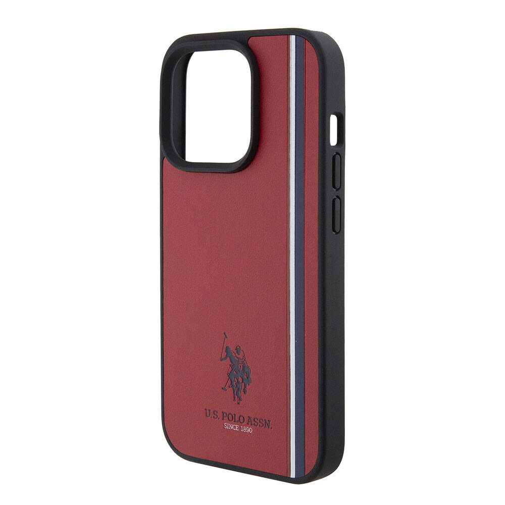 Apple iPhone 15 Pro Kılıf U.S. Polo Assn. Orjinal Lisanslı Üç Renk Şerit Tasarımlı Baskı Logolu Kapak Beyaz