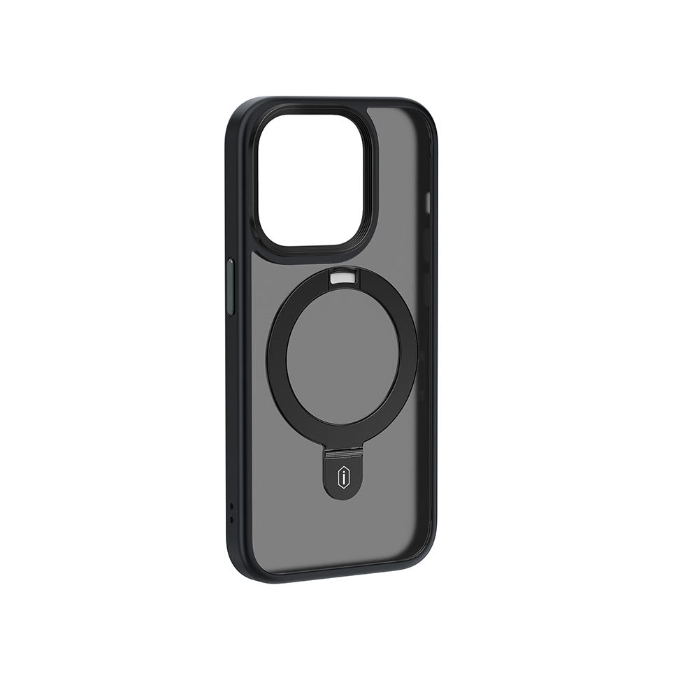 Apple iPhone 15 Pro Max Kılıf Wiwu ZMM-010 M-safe Şarj Özellikli Mat Arka Yüzey Standlı Kapak Mavi