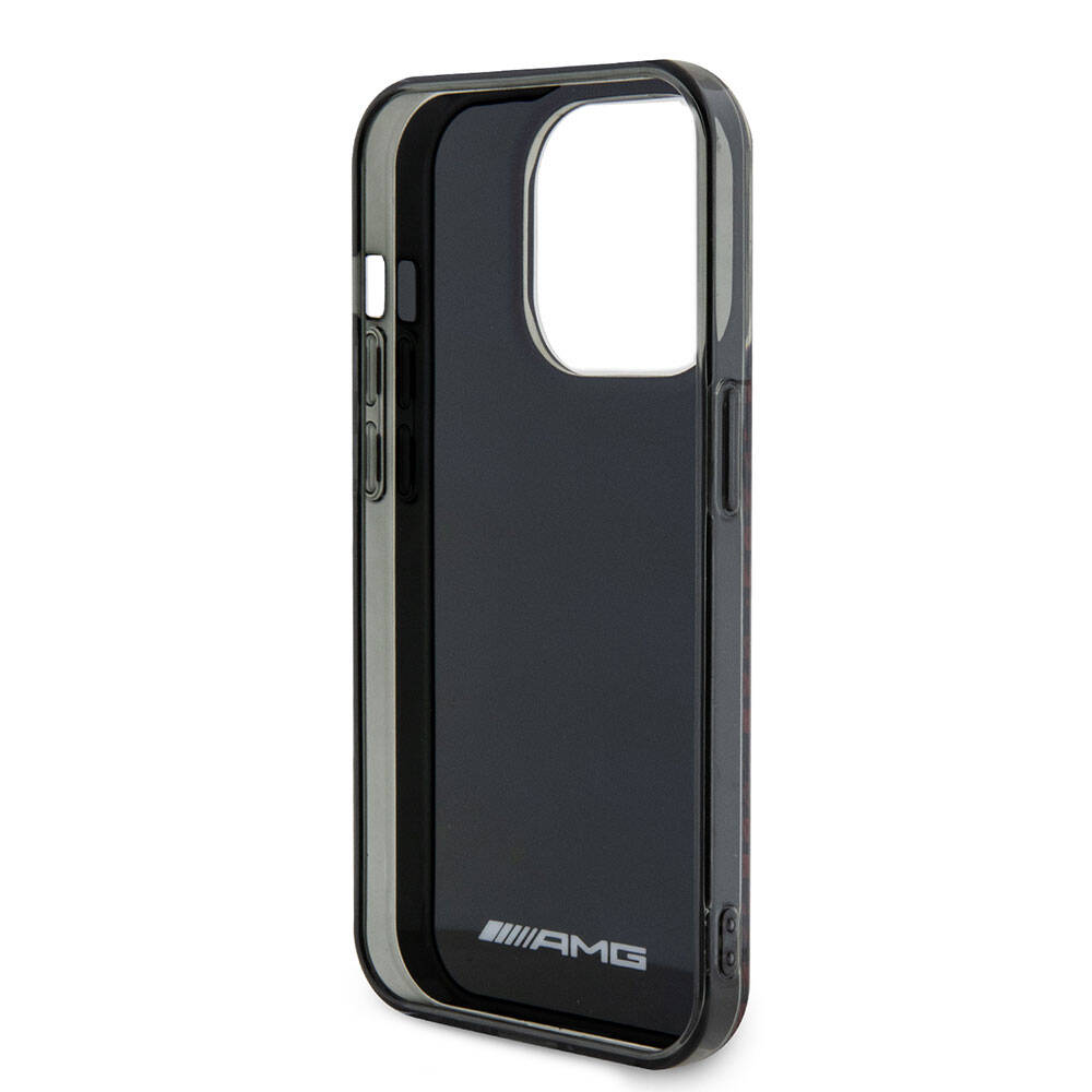 Apple iPhone 15 Pro Max Kılıf AMG Orjinal Lisanslı Çift Katmanlı Büyük Logolu Dörtgen Şerit Desenli Kapak Siyah
