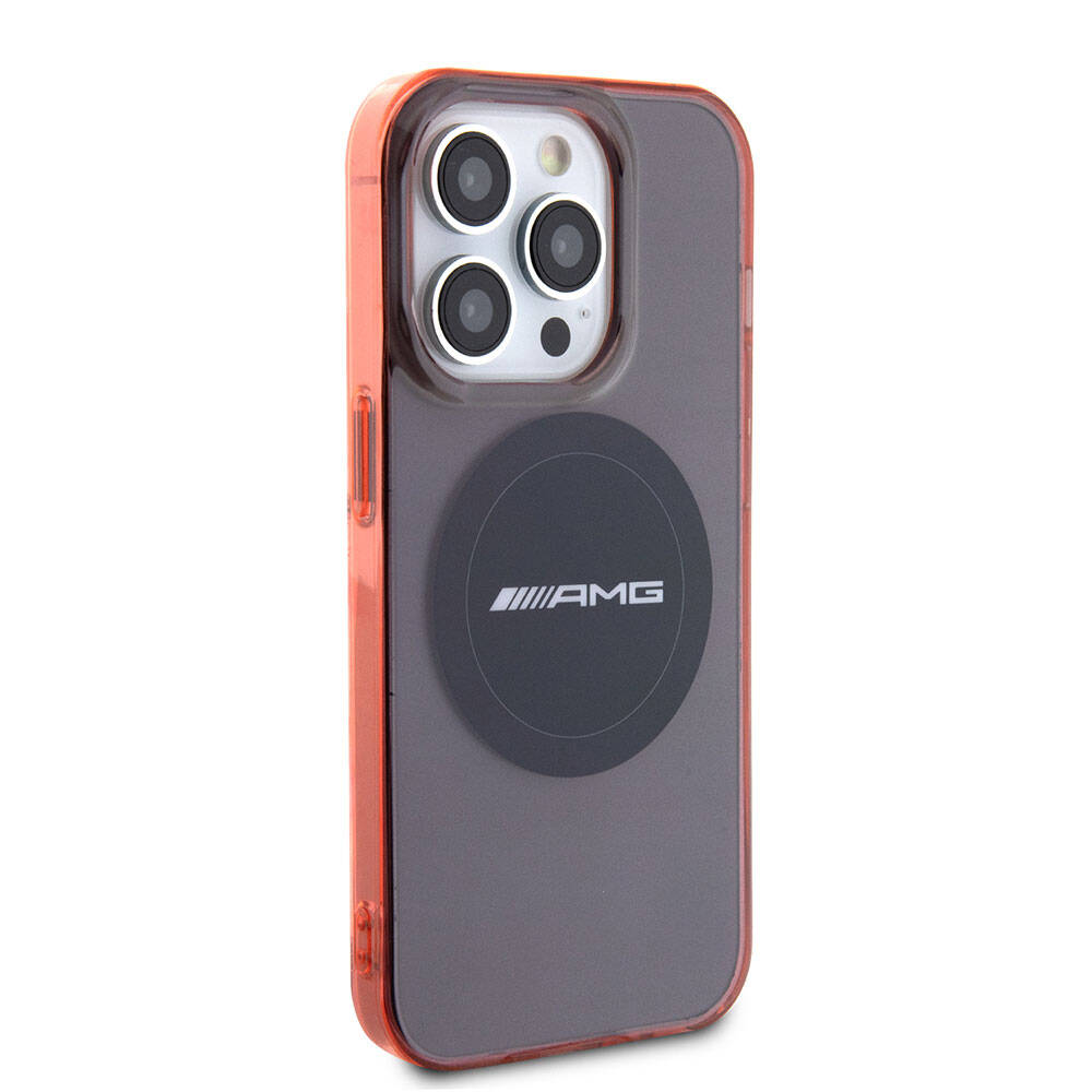 Apple iPhone 15 Pro Max Kılıf AMG Orjinal Lisanslı M-safe Şarj Özellikli Transparan Timeless Kapak Kırmızı