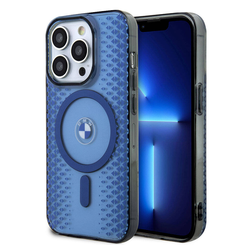 Apple iPhone 15 Pro Max Kılıf BMW M-safe Şarj Özellikli Transparan IML Signature Orjinal Lisanslı Kapak Mavi