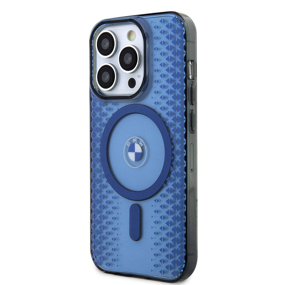 Apple iPhone 15 Pro Max Kılıf BMW M-safe Şarj Özellikli Transparan IML Signature Orjinal Lisanslı Kapak Mavi
