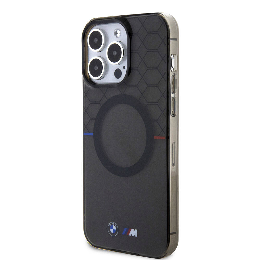 Apple iPhone 15 Pro Max Kılıf BMW M-safe Şarj Özellikli Transparan M Dizayn Orjinal Lisanslı Kapak Gri