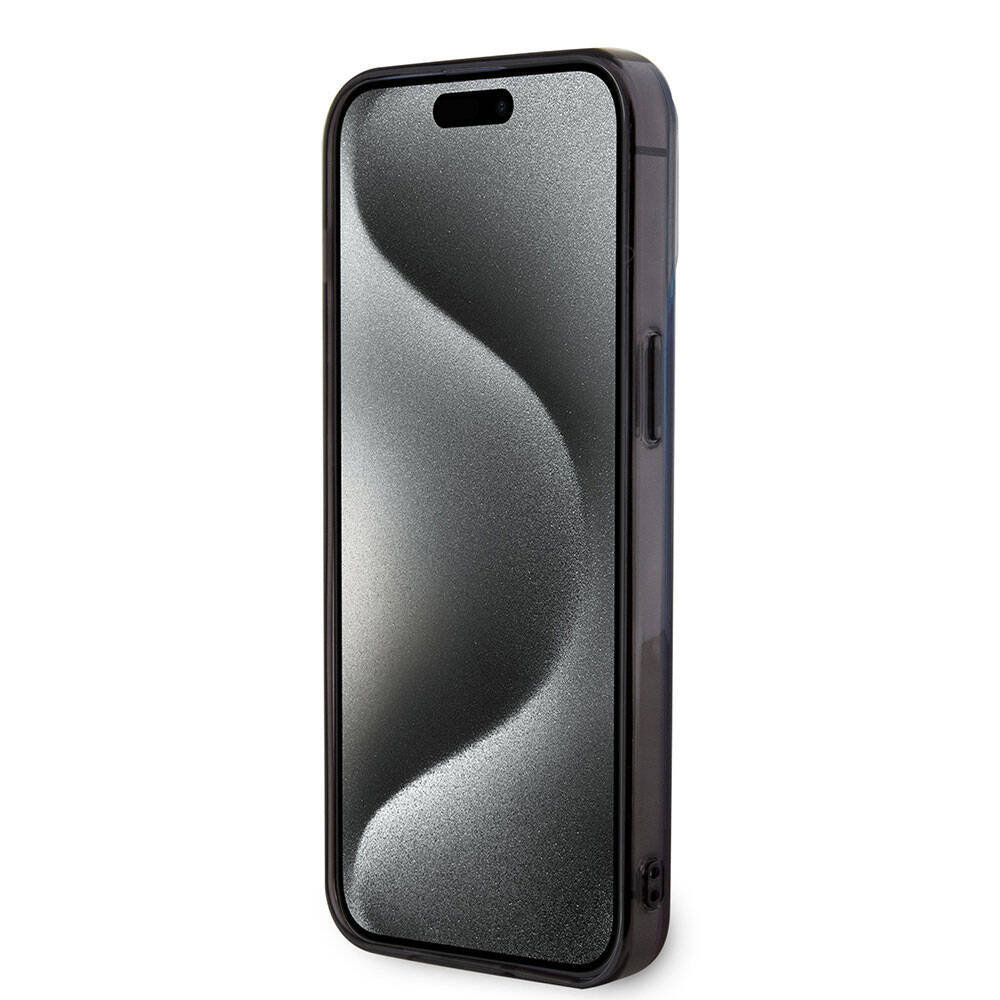 Apple iPhone 15 Pro Max Kılıf BMW M-safe Şarj Özellikli Transparan Renk Geçişli Dizayn Orjinal Lisanslı Kapak Mavi-Kırmızı