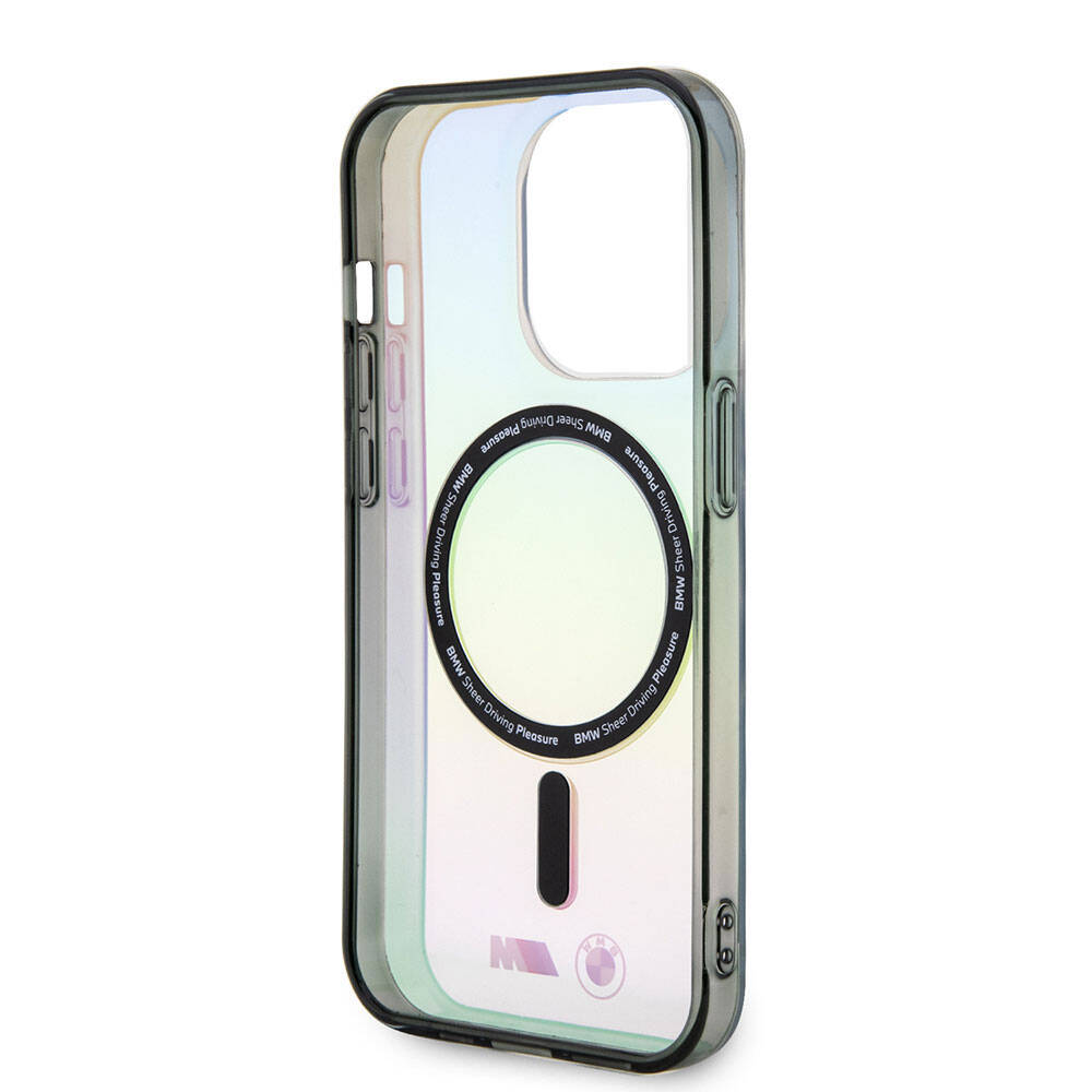 Apple iPhone 15 Pro Max Kılıf BMW M-safe Şarj Özellikli Transparan Renk Geçişli Iridescent Orjinal Lisanslı Kapak Karışık
