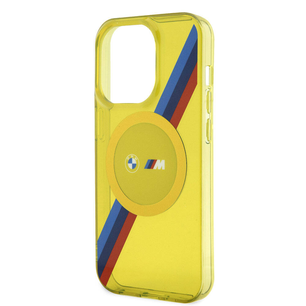 Apple iPhone 15 Pro Max Kılıf BMW M-safe Şarj Özellikli Transparan Tricolor Stripes Orjinal Lisanslı Kapak Gri