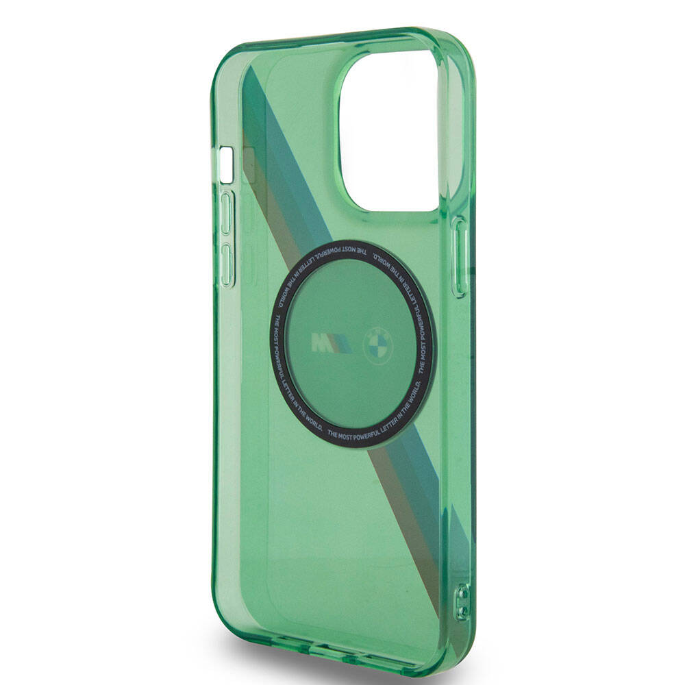 Apple iPhone 15 Pro Max Kılıf BMW M-safe Şarj Özellikli Transparan Tricolor Stripes Orjinal Lisanslı Kapak Gri
