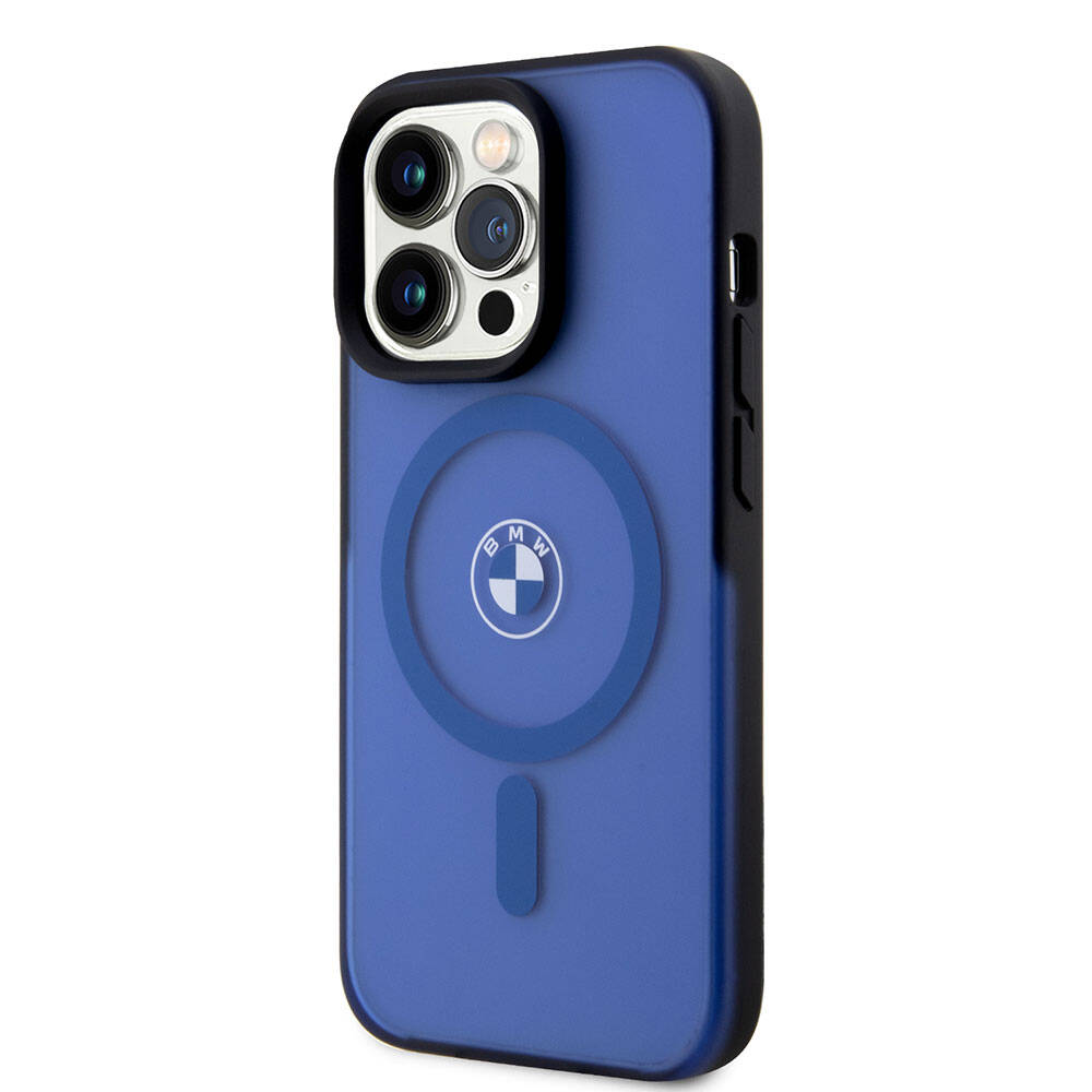 Apple iPhone 15 Pro Max Kılıf BMW Orjinal Lisanslı M-safe Şarj Özellikli IML Baskı Logolu Buzlu Mat Kapak Siyah
