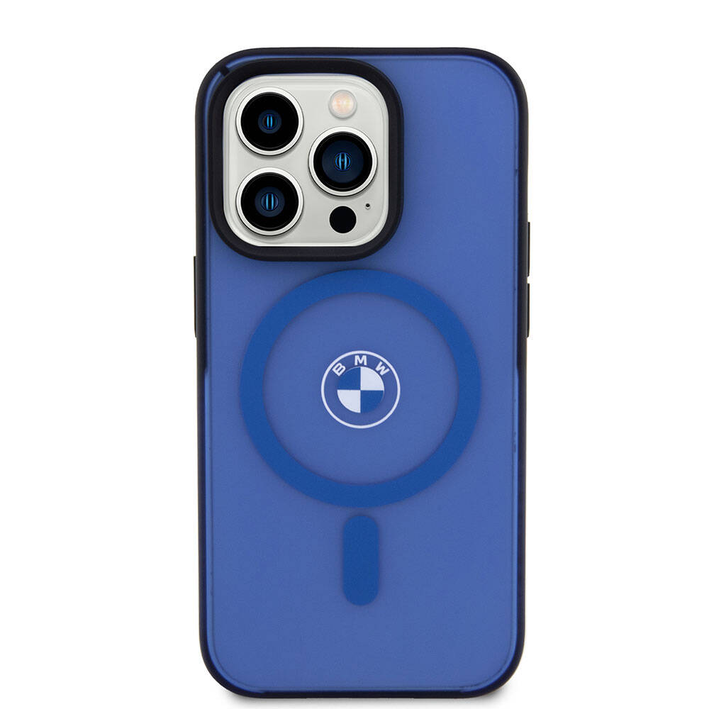 Apple iPhone 15 Pro Max Kılıf BMW Orjinal Lisanslı M-safe Şarj Özellikli IML Baskı Logolu Buzlu Mat Kapak Siyah