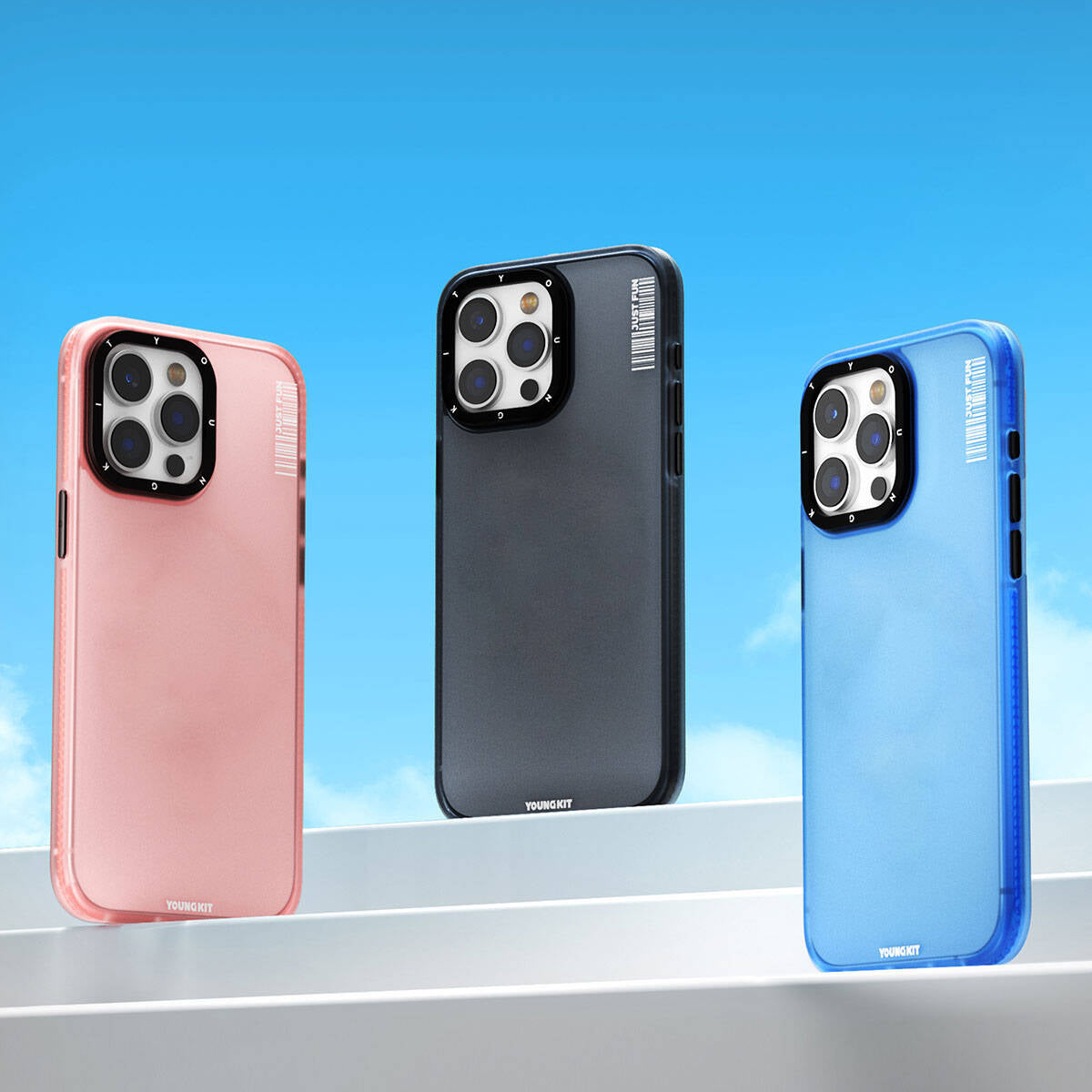 Apple iPhone 15 Pro Max Kılıf Buzlu Mat Tasarım Youngkit Colored Sand Serisi Kapak Pembe