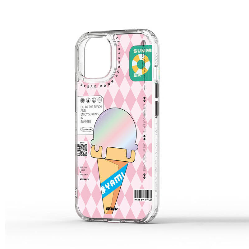 Apple iPhone 15 Pro Max Kılıf Çift Katman Desenli Wiwu Summer Serisi Kapak Yeşil