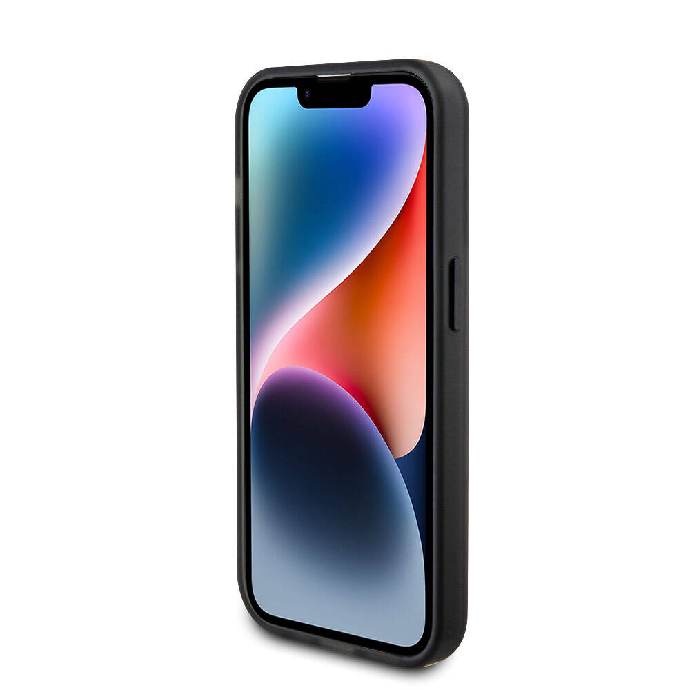 Apple iPhone 15 Pro Max Kılıf Ferrari M-safe Şarj Özellikli Standlı Buzlu Yüzey Dizayn Kapak Siyah