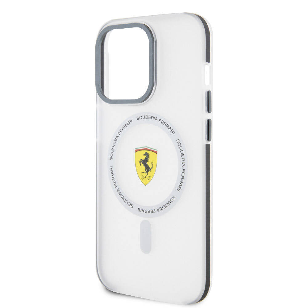Apple iPhone 15 Pro Max Kılıf Ferrari Orjinal Lisanslı M-safe Şarj Özellikli Kontrast Bumper SF Ring Kapak Kırmızı