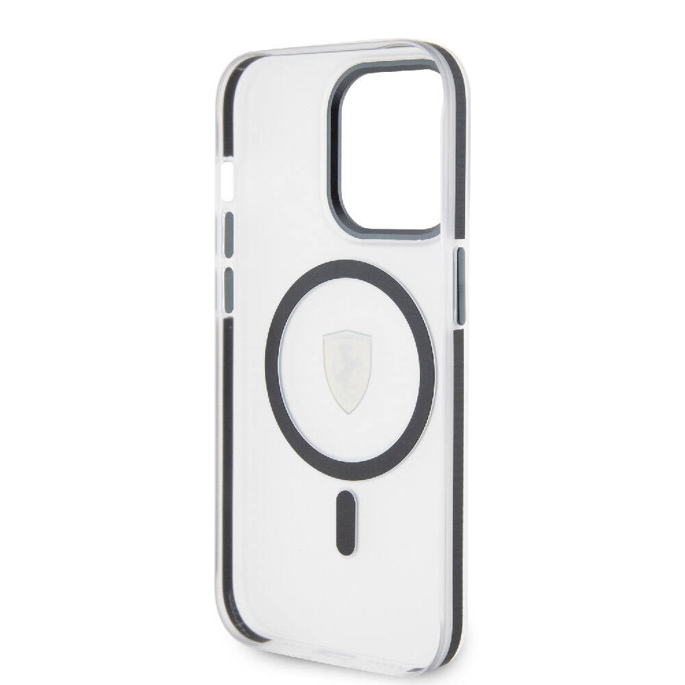 Apple iPhone 15 Pro Max Kılıf Ferrari Orjinal Lisanslı M-safe Şarj Özellikli Kontrast Bumper SF Ring Kapak Kırmızı