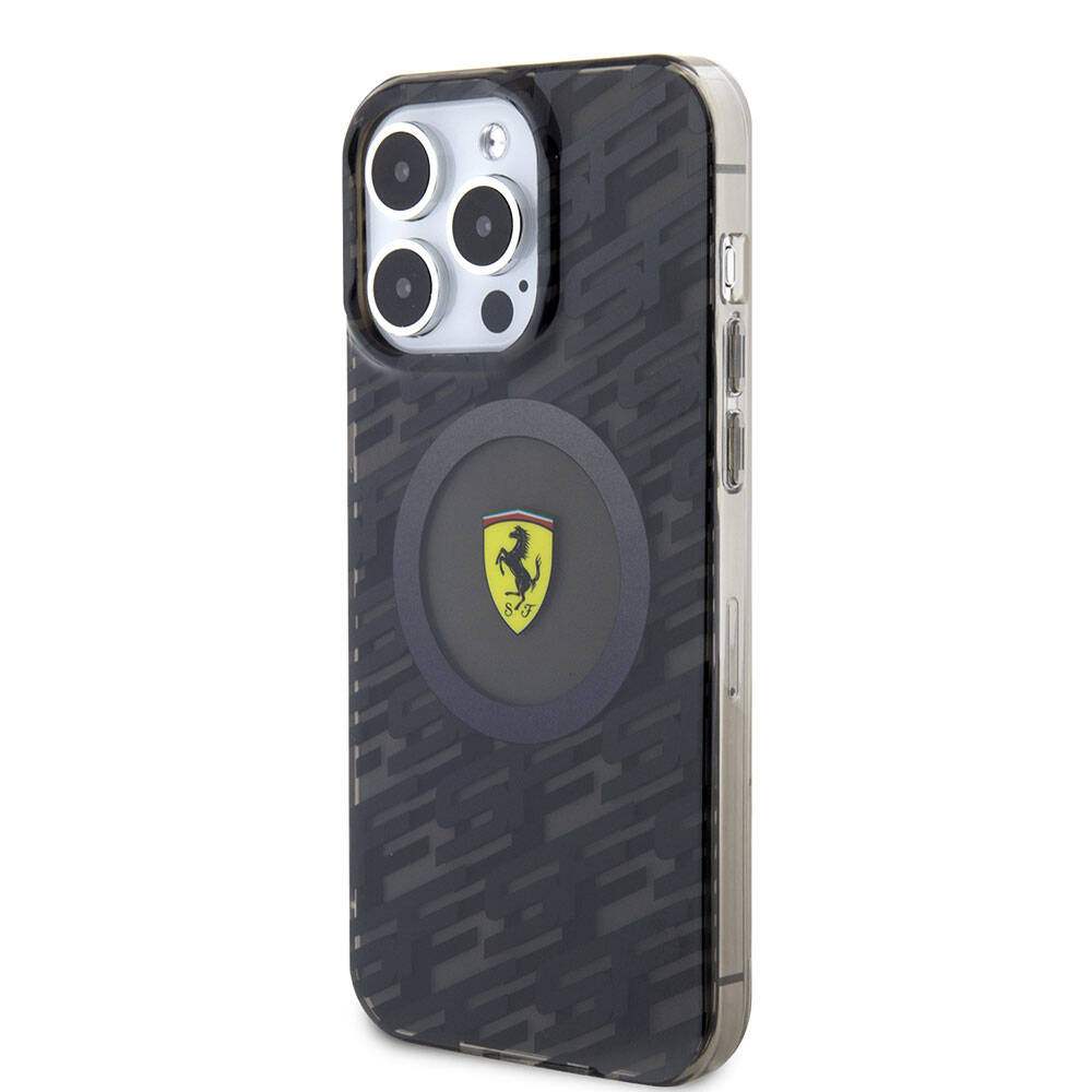 Apple iPhone 15 Pro Max Kılıf Ferrari Orjinal Lisanslı M-safe Şarj Özellikli Multi SF Kapak Gri