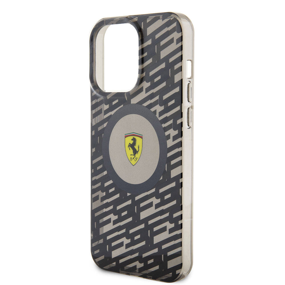 Apple iPhone 15 Pro Max Kılıf Ferrari Orjinal Lisanslı M-safe Şarj Özellikli Multi SF Kapak Gri
