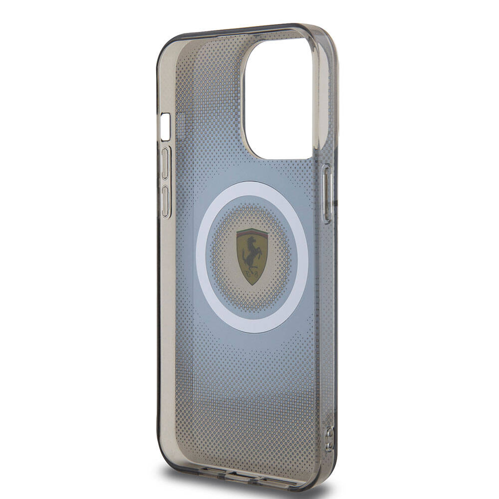 Apple iPhone 15 Pro Max Kılıf Ferrari Orjinal Lisanslı M-safe Şarj Özellikli Parçalanan Noktalar Desenli Kapak Kırmızı