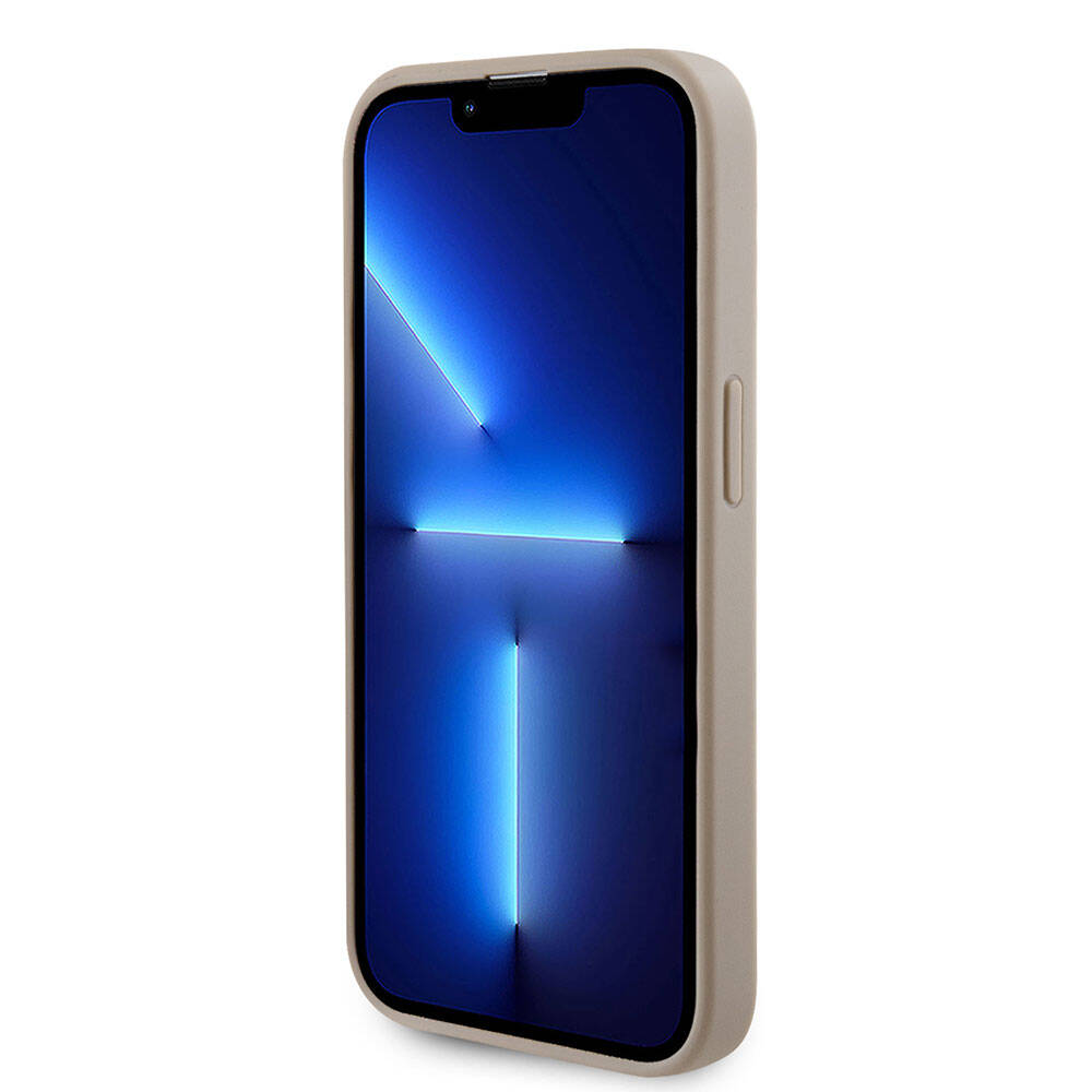 Apple iPhone 15 Pro Max Kılıf Guess Orjinal Lisanslı Deri 4G Metal Logo Strass Kapak Gold