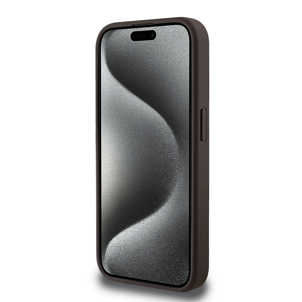 Apple iPhone 15 Pro Max Kılıf Guess Orjinal Lisanslı M-safe Şarj Özellikli Gül Baskılı 4G Desenli Yazı Logolu Kapak Siyah