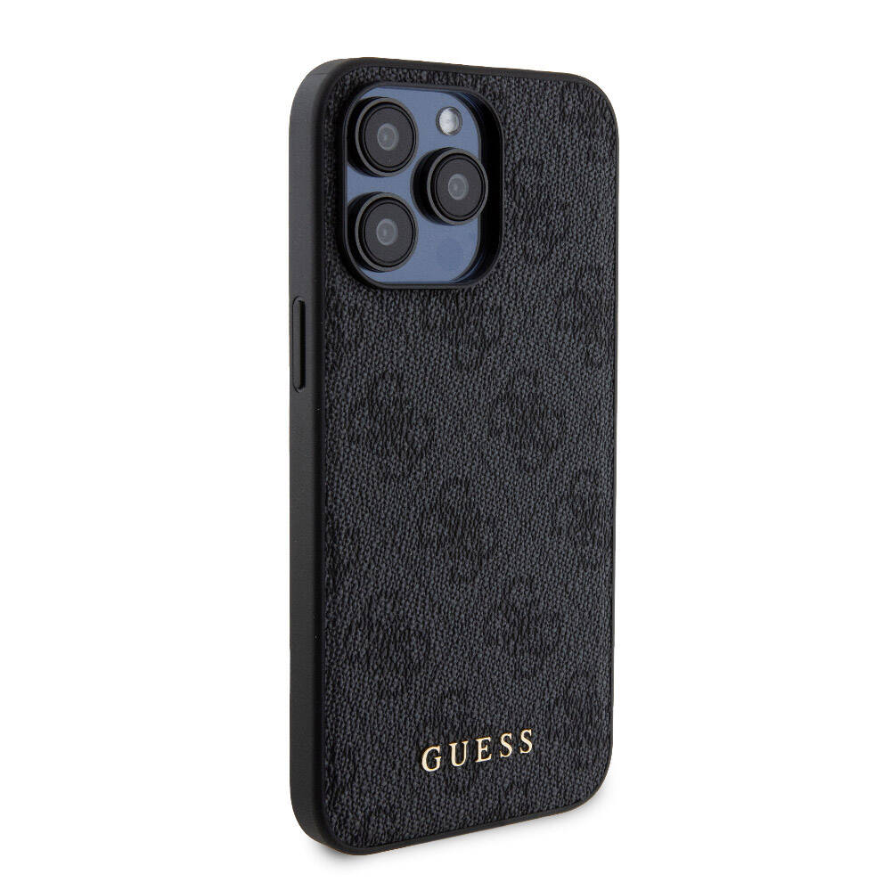 Apple iPhone 15 Pro Max Kılıf Guess Orjinal Lisanslı M-safe Şarj Özellikli Yazı Logolu 4G Desenli Kapak + Powerbank 5000mAh 2in1 Set Kahverengi