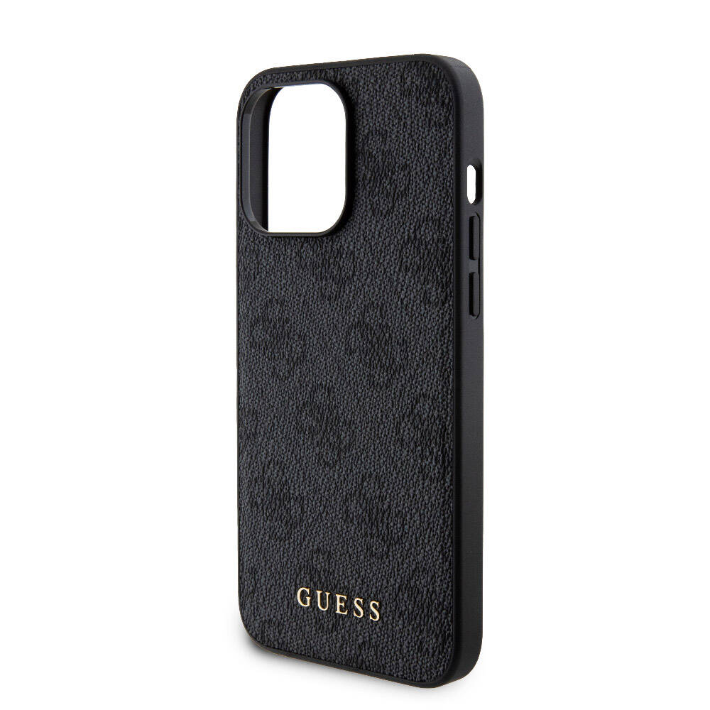 Apple iPhone 15 Pro Max Kılıf Guess Orjinal Lisanslı M-safe Şarj Özellikli Yazı Logolu 4G Desenli Kapak + Powerbank 5000mAh 2in1 Set Kahverengi